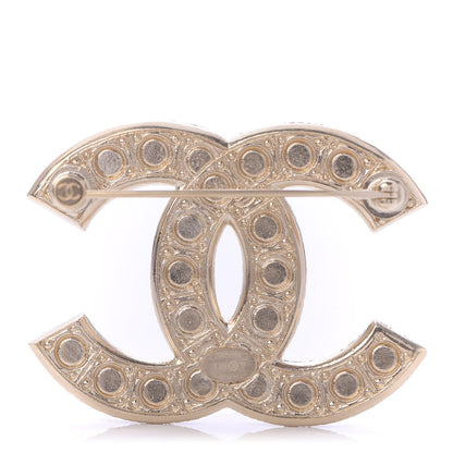 Chanel Pearl Crystal CC Brooch Gold 3 of 5