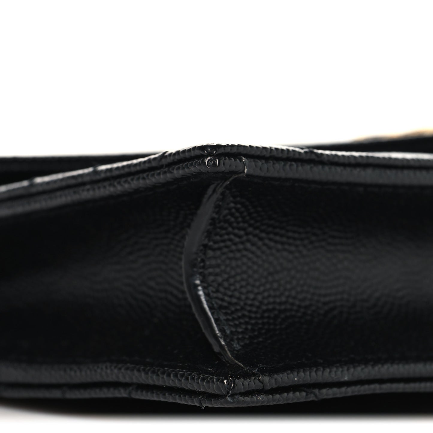 Grain De Poudre Matelasse Chevron Monogram Envelope Chain Wallet Black