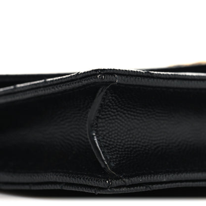 Saint Laurent Grain De Poudre Matelasse Chevron Monogram Envelope Chain Wallet Black 8 of 10