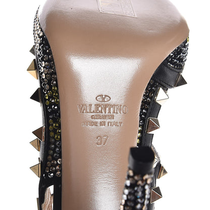 Valentino Garavani Crystal Camouflage Rockstud Ankle Strap 100mm Pumps 37 Black 6 of 8