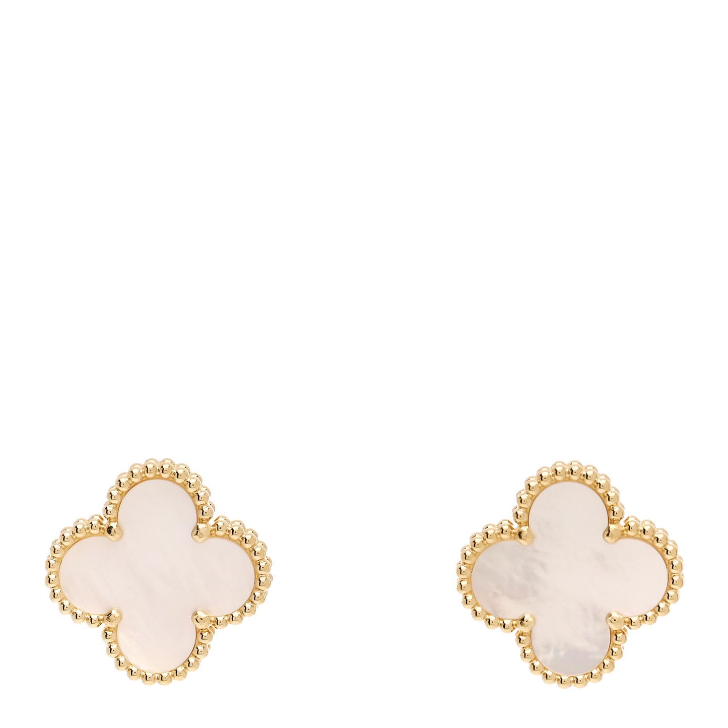 18K Yellow Gold Mother of Pearl Vintage Alhambra Earrings