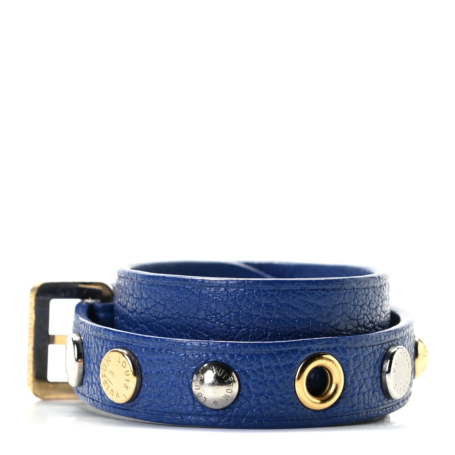 Louis Vuitton Goatskin Spike It Wrap Bracelet 17 Blue 3 of 9