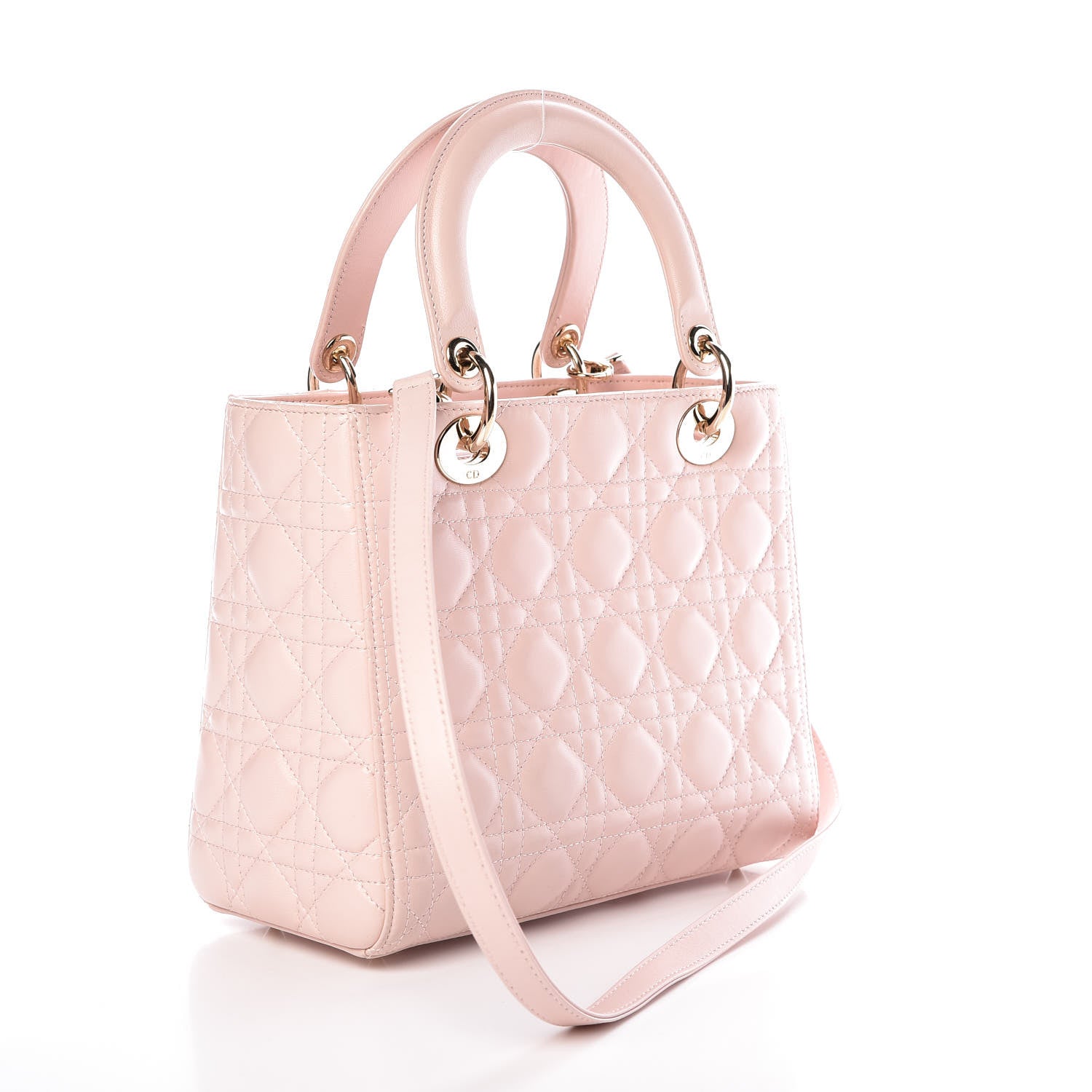 Christian Dior Lambskin Cannage Medium Lady Dior Light Pink 3 of 19