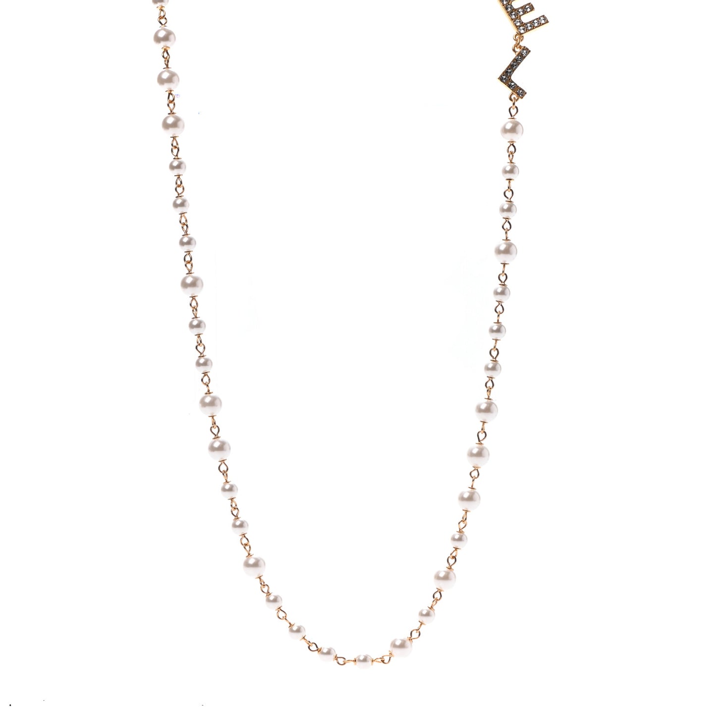 Pearl Crystal 90's Icon CC Necklace Gold