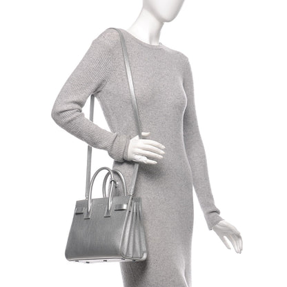 Saint Laurent Metallic Grained Calfskin Baby Sac De Jour Silver 2 of 8