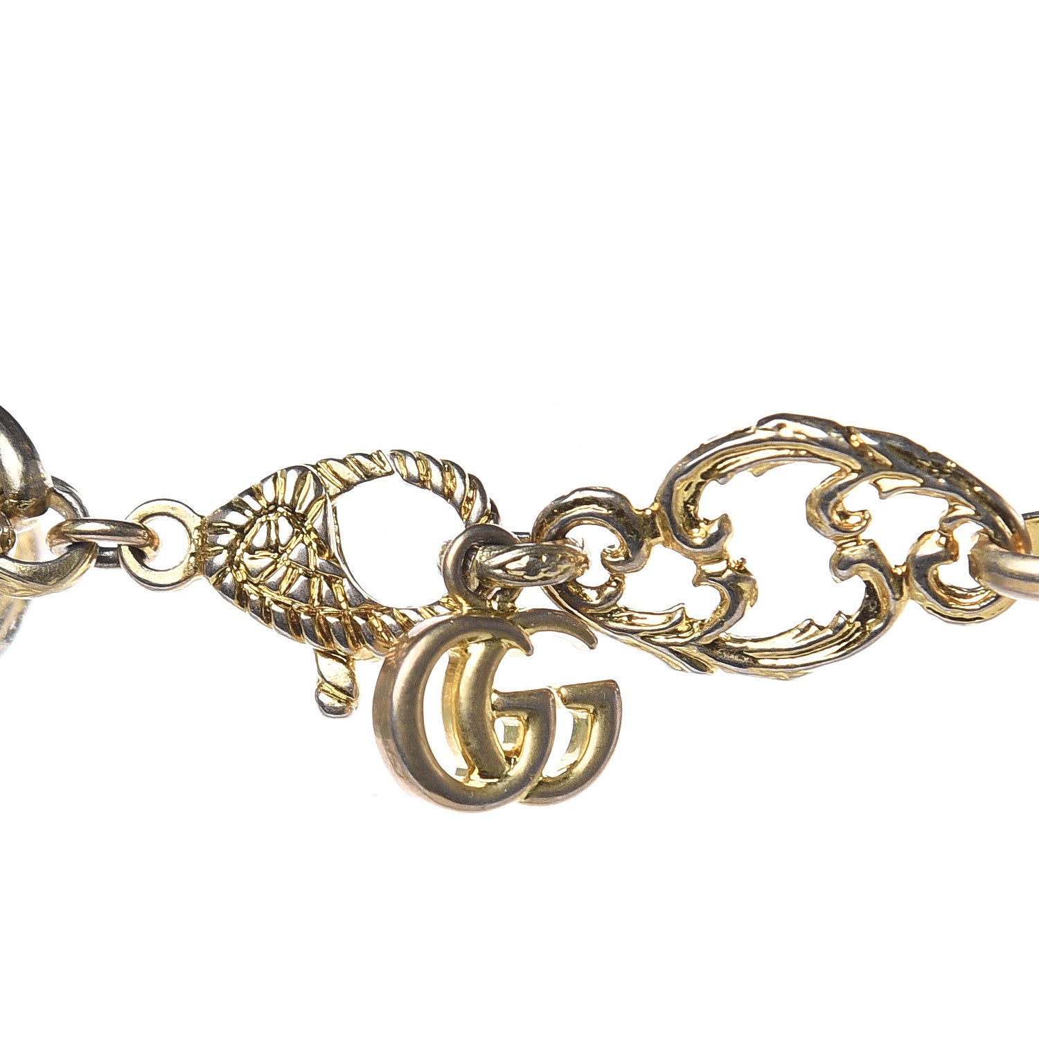 Gucci Metal Crystal Enamel Rajah Chain Necklace Gold Blue 4 of 5
