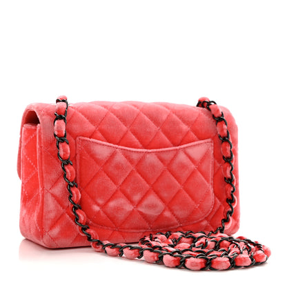 Chanel Velvet Quilted Mini Rectangular Flap Coral 3 of 10