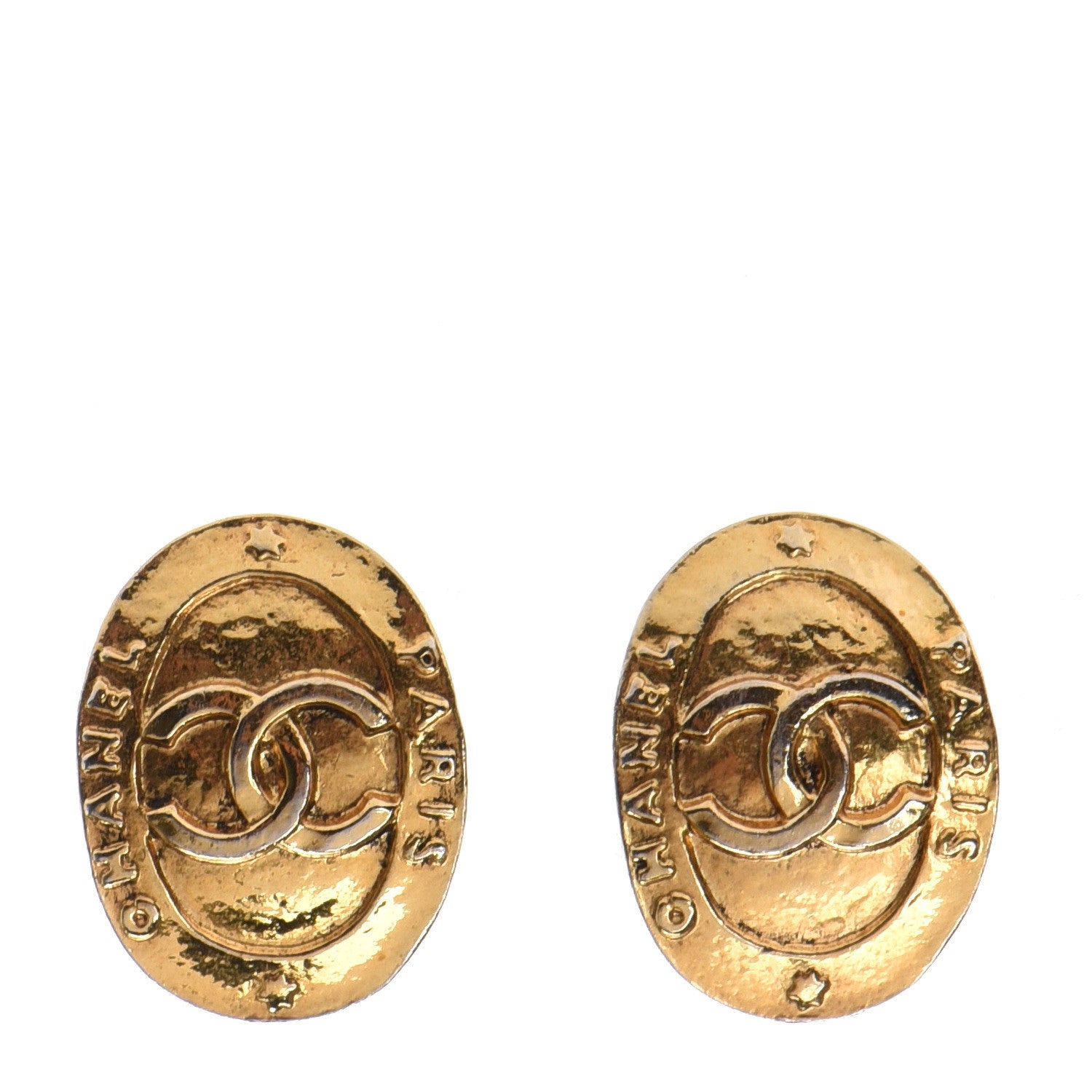 Chanel Oval CC Clip On Earrings Gold 1 of 4