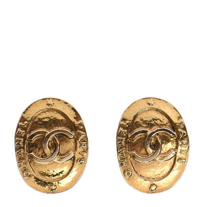 Chanel Oval CC Clip On Earrings Gold 1 of 4