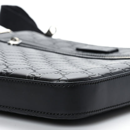 Gucci Guccissima Signature Medium Flat Messenger Bag Black 9 of 9