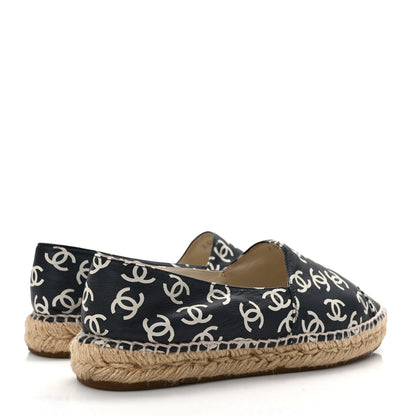 Chanel Lambskin Printed CC Espadrilles 38 Black White 4 of 9