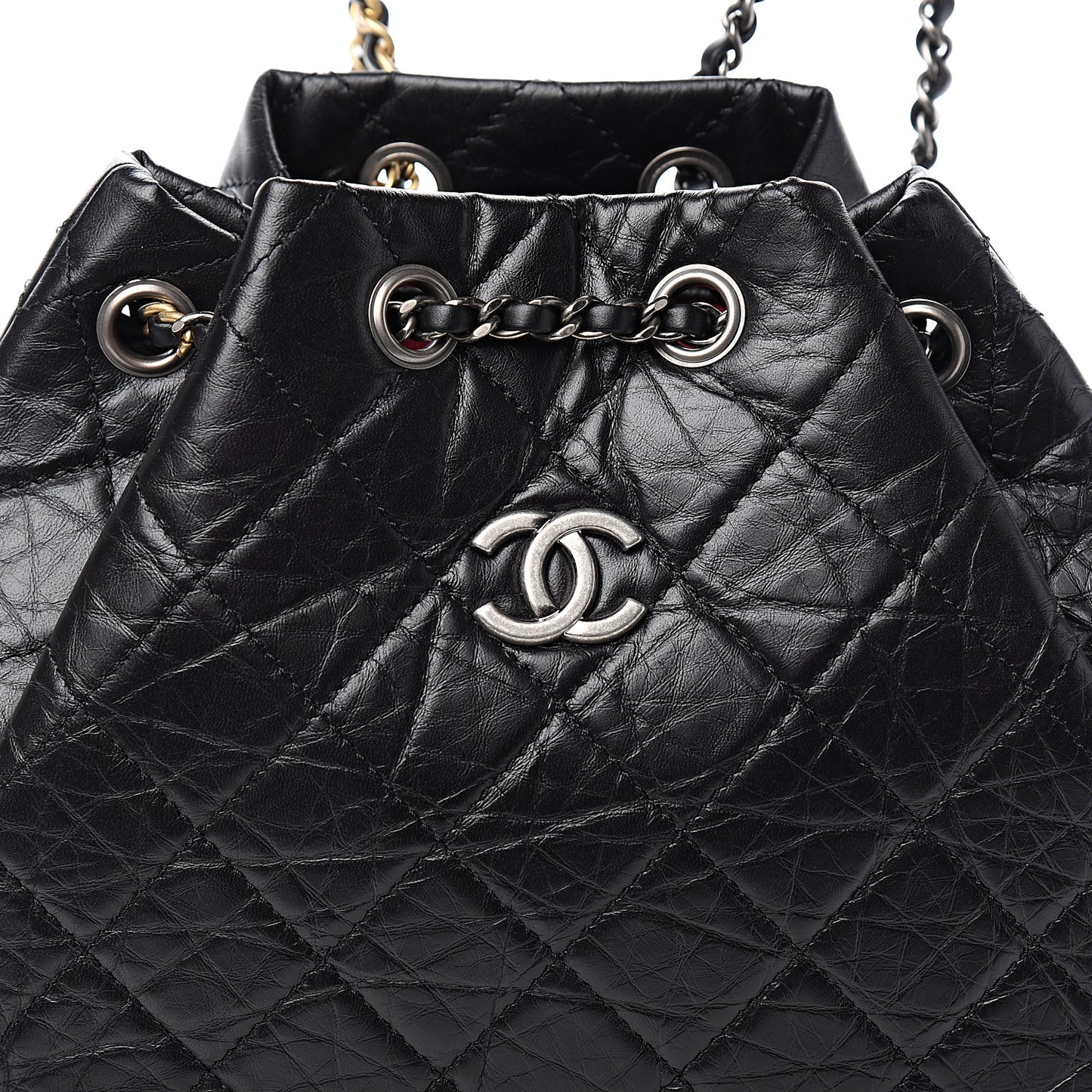 Aged Calfskin Quilted Small Gabrielle Backpack Black
