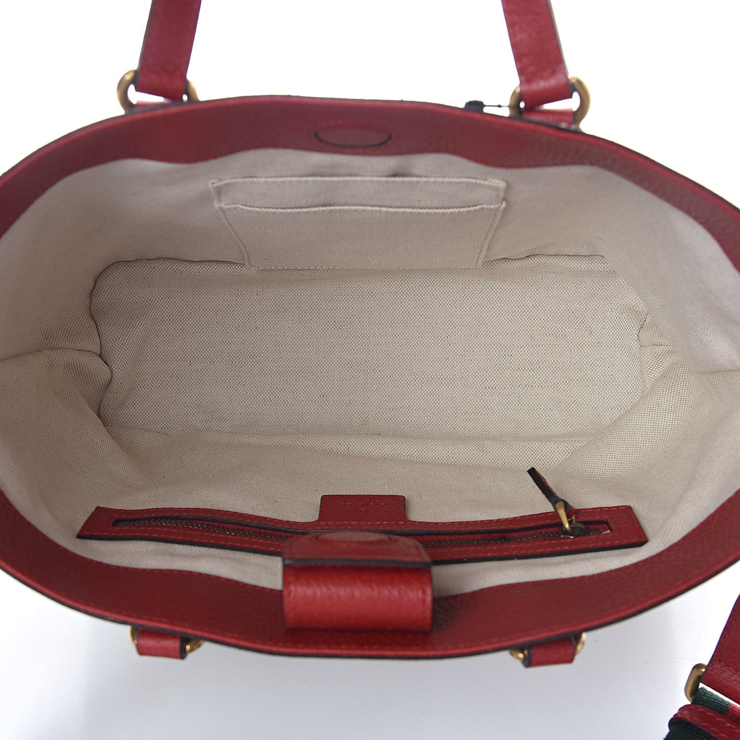 Soft GG Supreme Monogram Web Bosco Patch Small Crossbody Tote Beige Malva Hibiscus Red