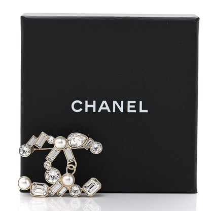Chanel Crystal Baguette Pearl CC Brooch Gold 5 of 5