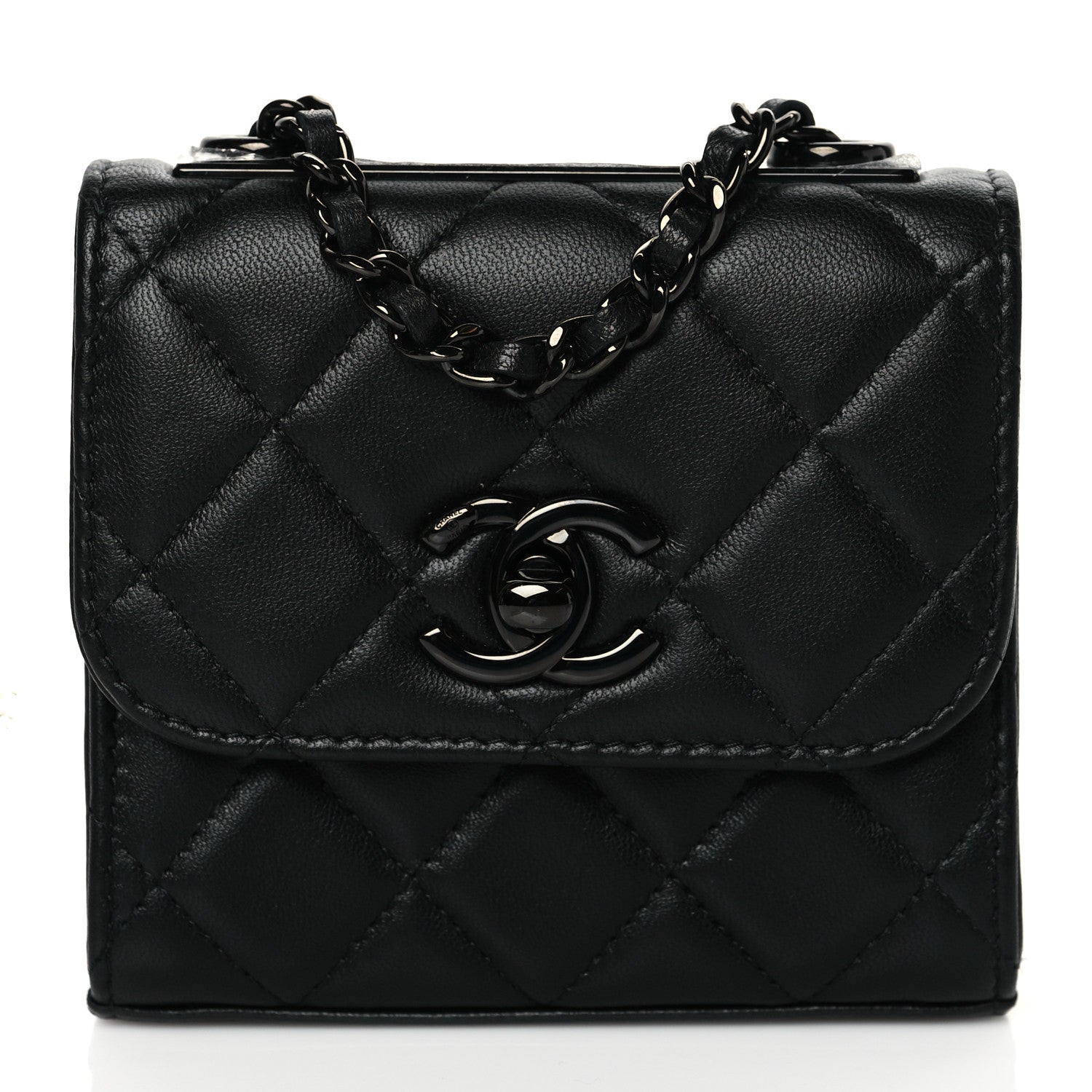 Chanel Lambskin Quilted Mini Trendy CC Chain Wallet So Black 1 of 10