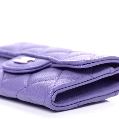 Chanel Caviar Quilted Flap Card Holder Wallet Purple 10 of 12