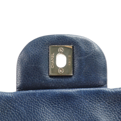 Chanel Washed Caviar Quilted Jumbo Single Flap Navy 4 of 6