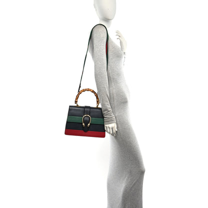 Gucci Moon Calfskin Bamboo Web Medium Dionysus Top Handle Bag Black Bright Evergreen Hibiscus Red 2 of 10