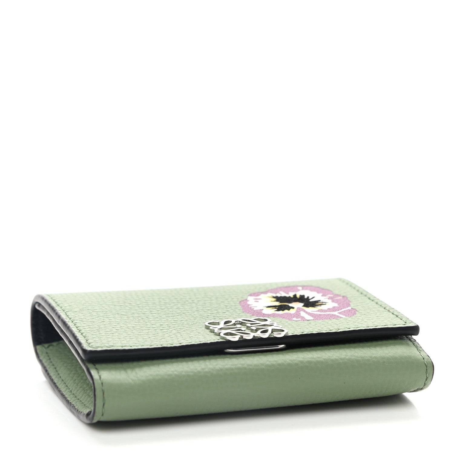 Loewe Pebble Grain Calfskin Pansies Print Coin Cardholder Rosemary 4 of 7