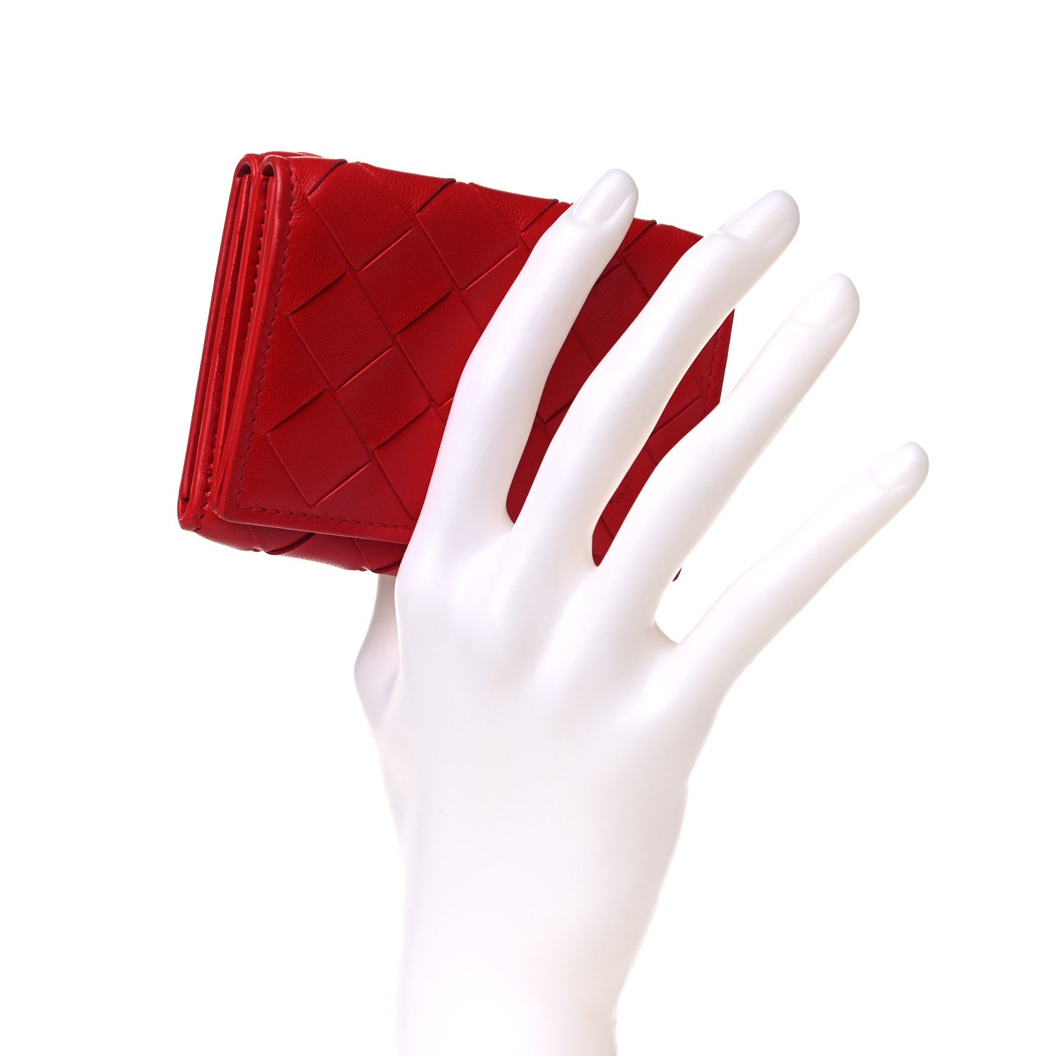 Bottega Veneta Nappa Intrecciato Trifold Wallet Red 2 of 7