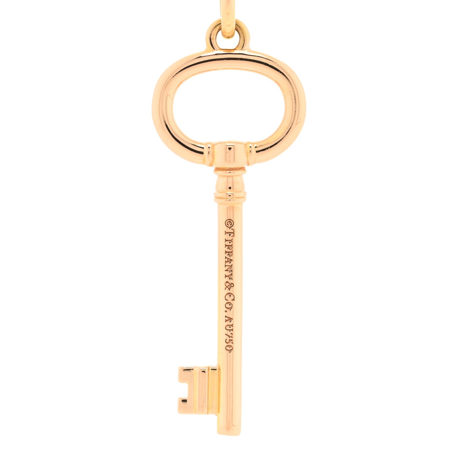 Tiffany 18K Rose Gold Small Oval Key Pendant Necklace 4 of 4