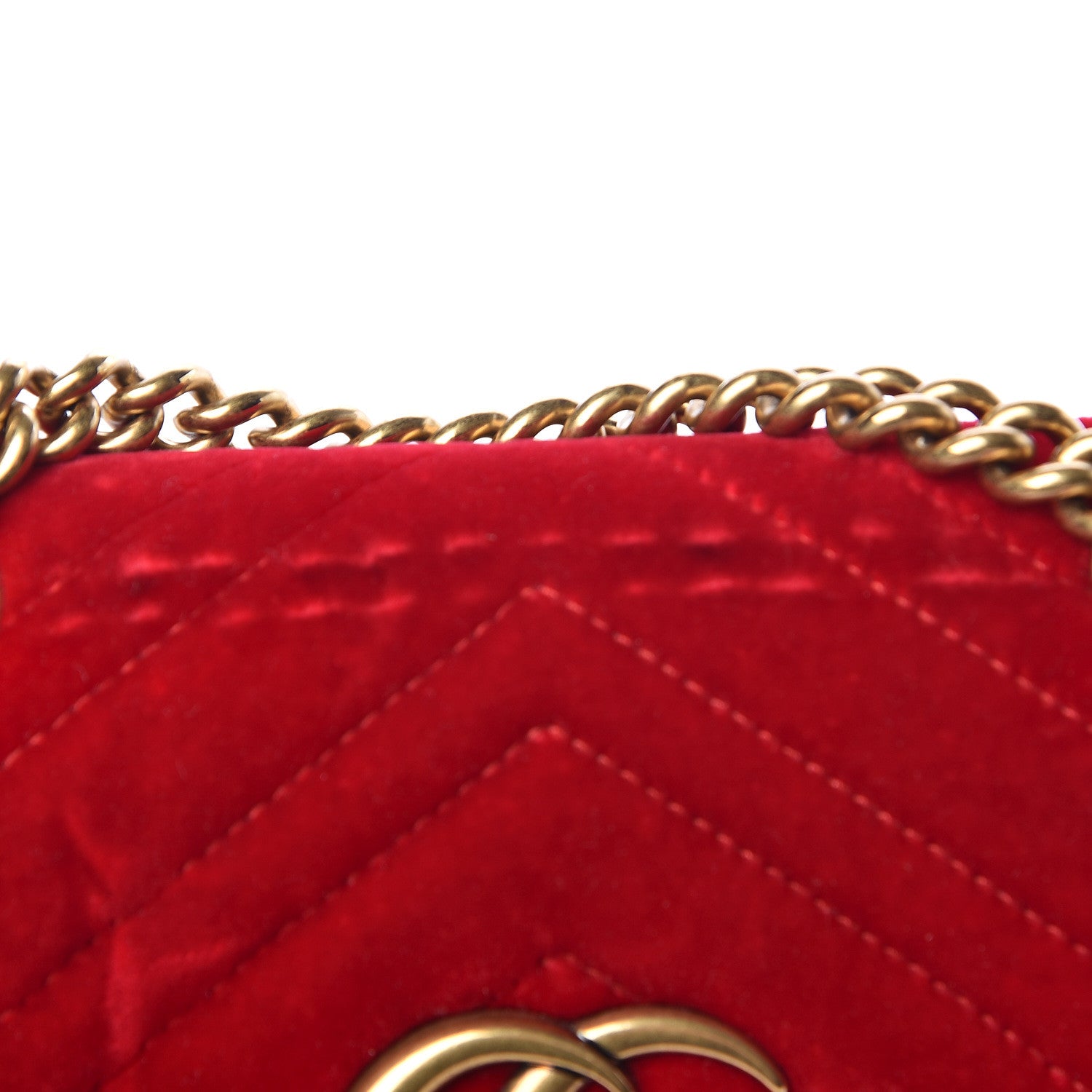 Gucci Velvet Matelasse Mini GG Marmont Shoulder Bag Hibiscus Red 11 of 17