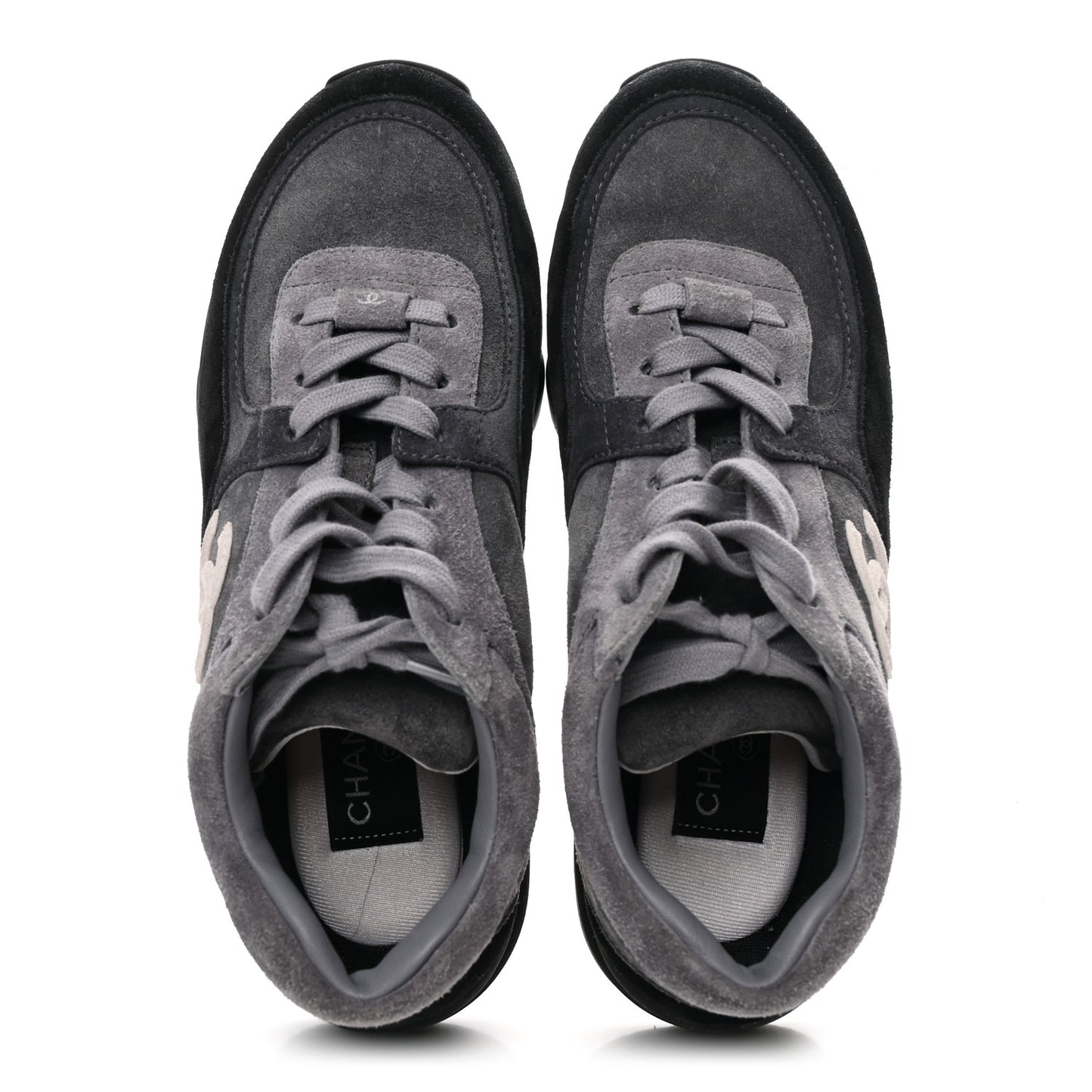 Suede Calfskin CC Sneakers 36.5 Black Grey
