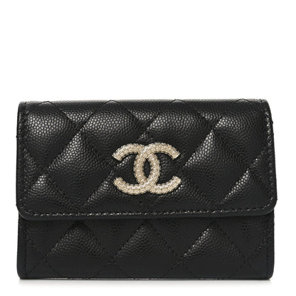 Chanel Caviar Quilted CC Glitter Flap Card Holder Black 1 of 8