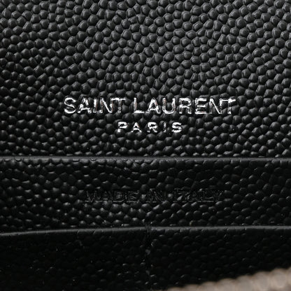 Saint Laurent Grain De Poudre Matelasse Chevron Monogram Envelope Chain Wallet Black 6 of 11