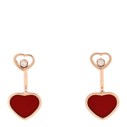 Chopard 18K Rose Gold Diamond Happy Hearts Earrings Red 1 of 5