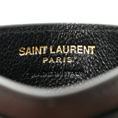 Saint Laurent Grain De Poudre Matelasse Chevron Monogram Credit Card Case Black 6 of 10