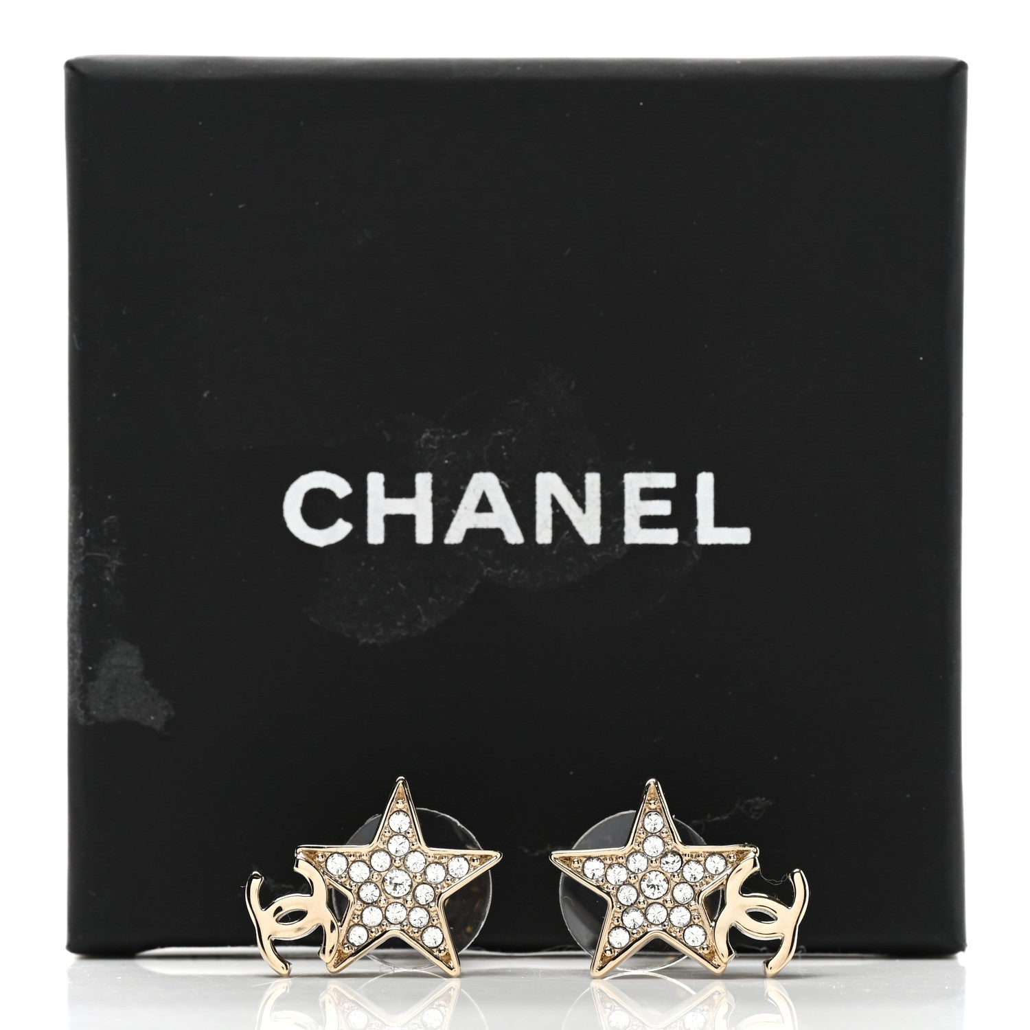 Chanel Metal Crystal CC Star Drop Earrings Gold 5 of 5