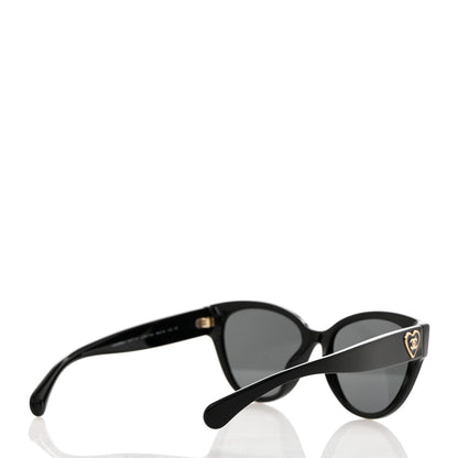 Chanel Acetate Enamel Heart Butterfly Sunglasses 5477-A Black 4 of 7