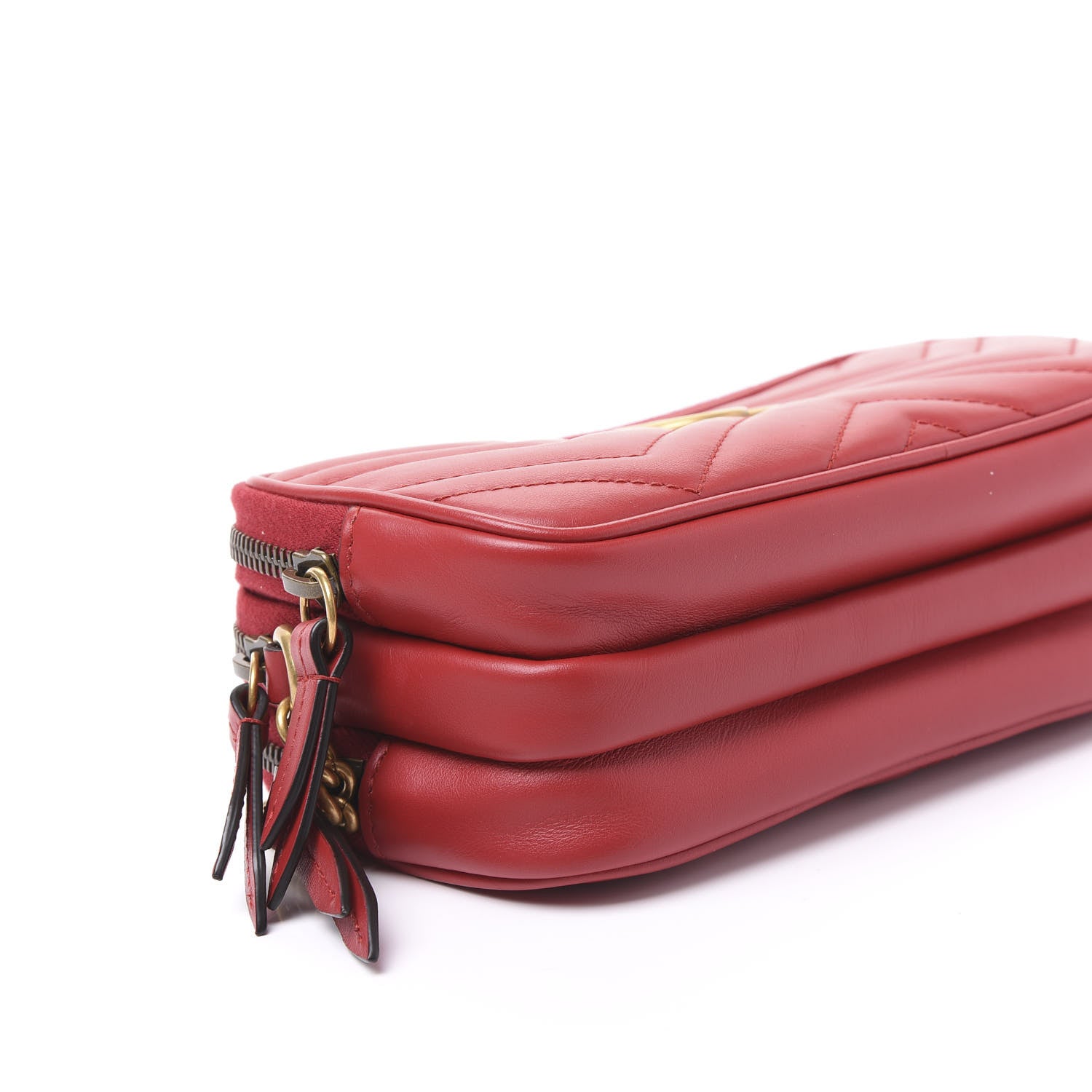 Gucci Calfskin Matelasse Mini GG Marmont Chain Crossbody Bag Hibiscus Red 8 of 10