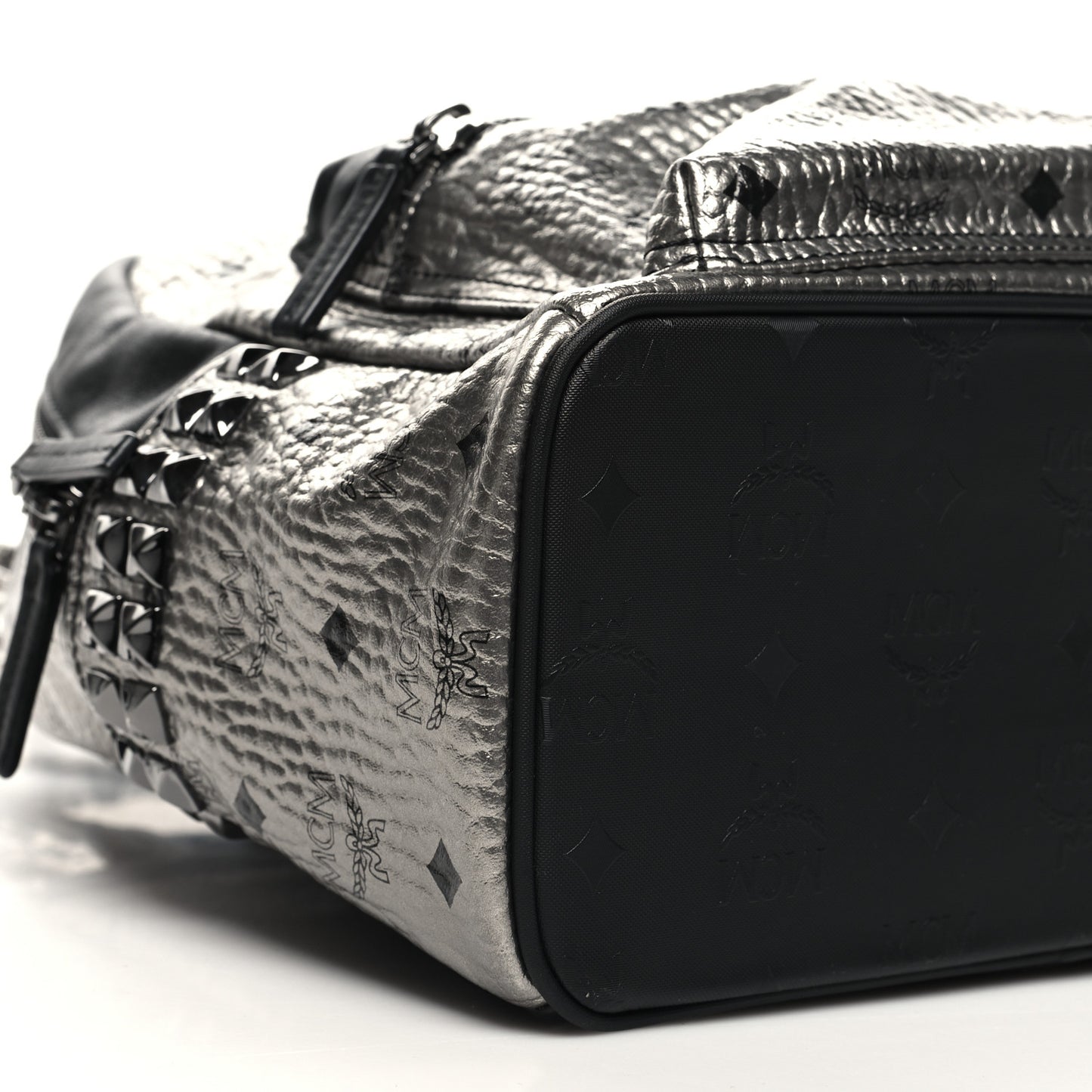 Metallic Visetos Small Side Stud Stark Backpack Silver Black