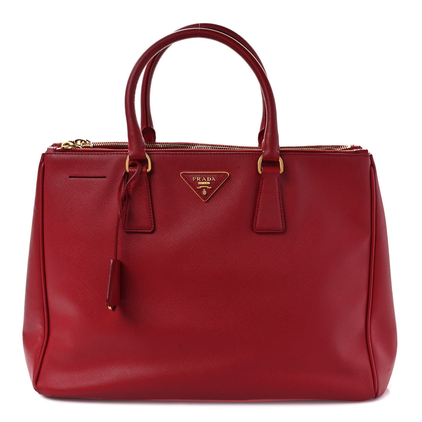Saffiano Lux Large Galleria Double Zip Tote Fuoco