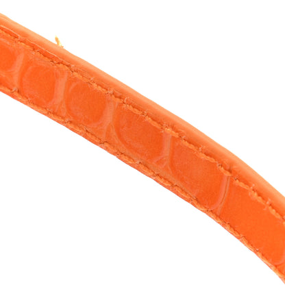 Balenciaga Shiny Calfskin Crocodile Embossed Small Hourglass Top Handle Bag Pop Orange 11 of 12