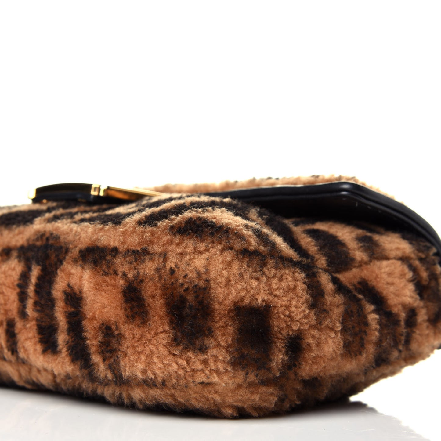 Shearling Vitello Dolce Macro FF 1974 Baguette Tobacco Black