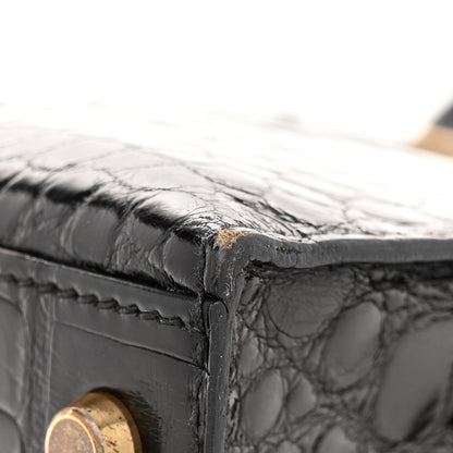 Hermes Shiny Alligator Kelly Sellier 28 Black 15 of 16