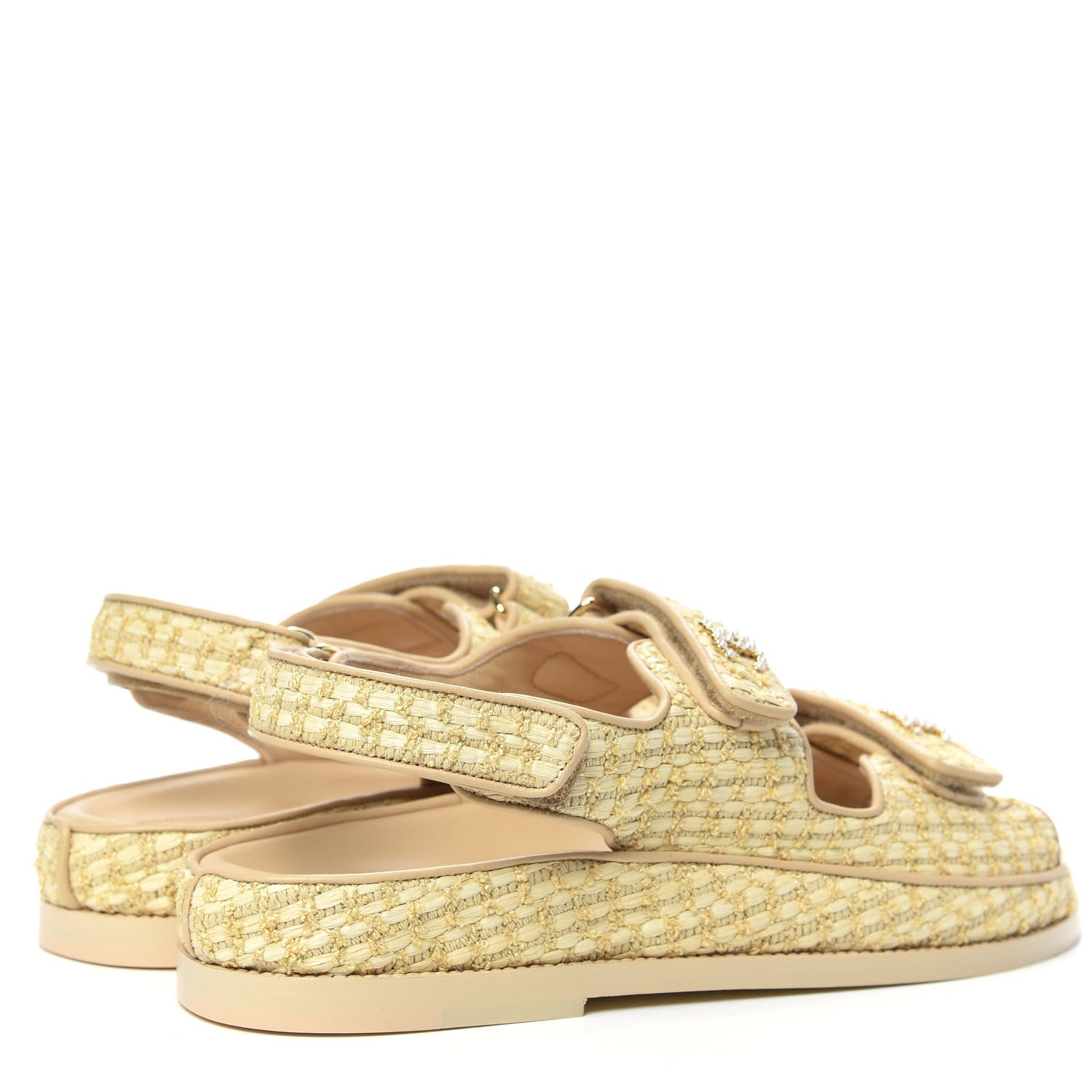 Chanel Braided Fabric Velcro Dad Sandals 41 Beige 4 of 9