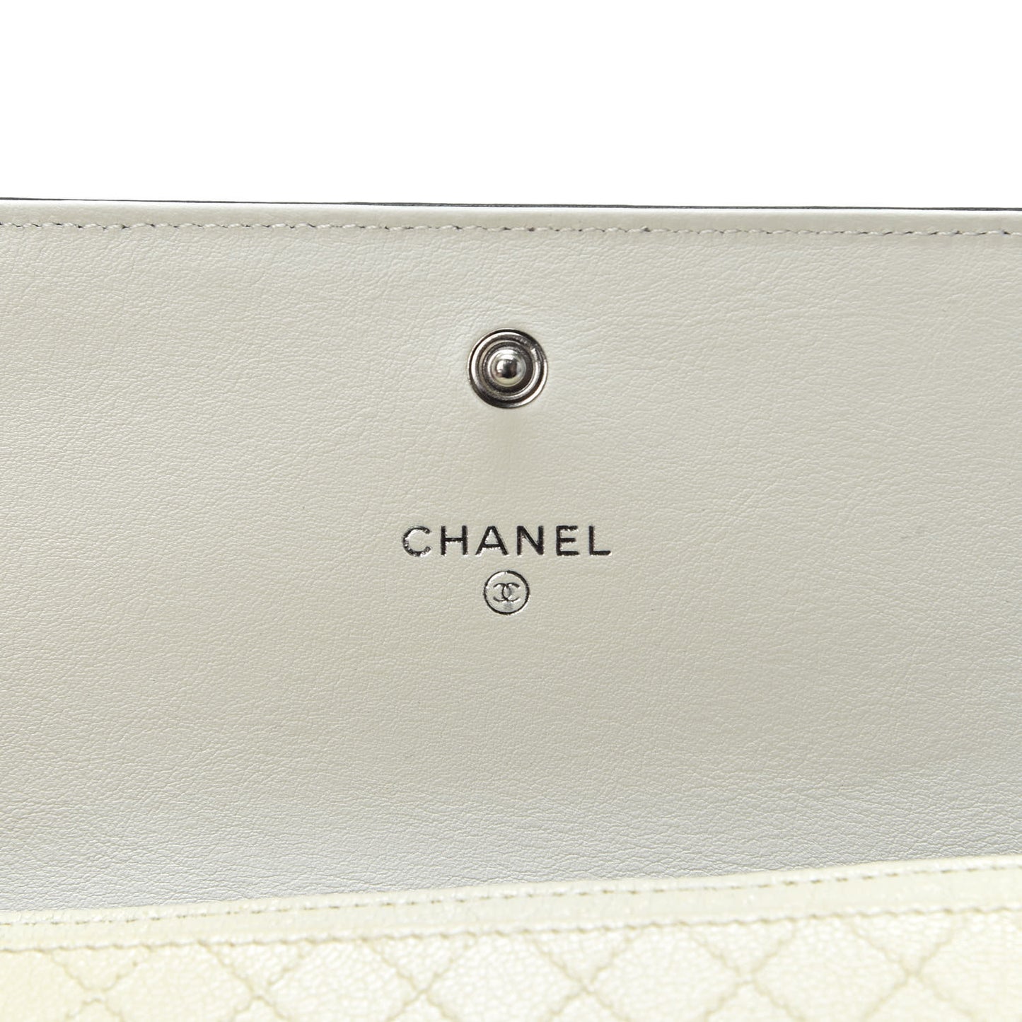 Calfskin Diamond Stitched Long Flap Wallet Ivory