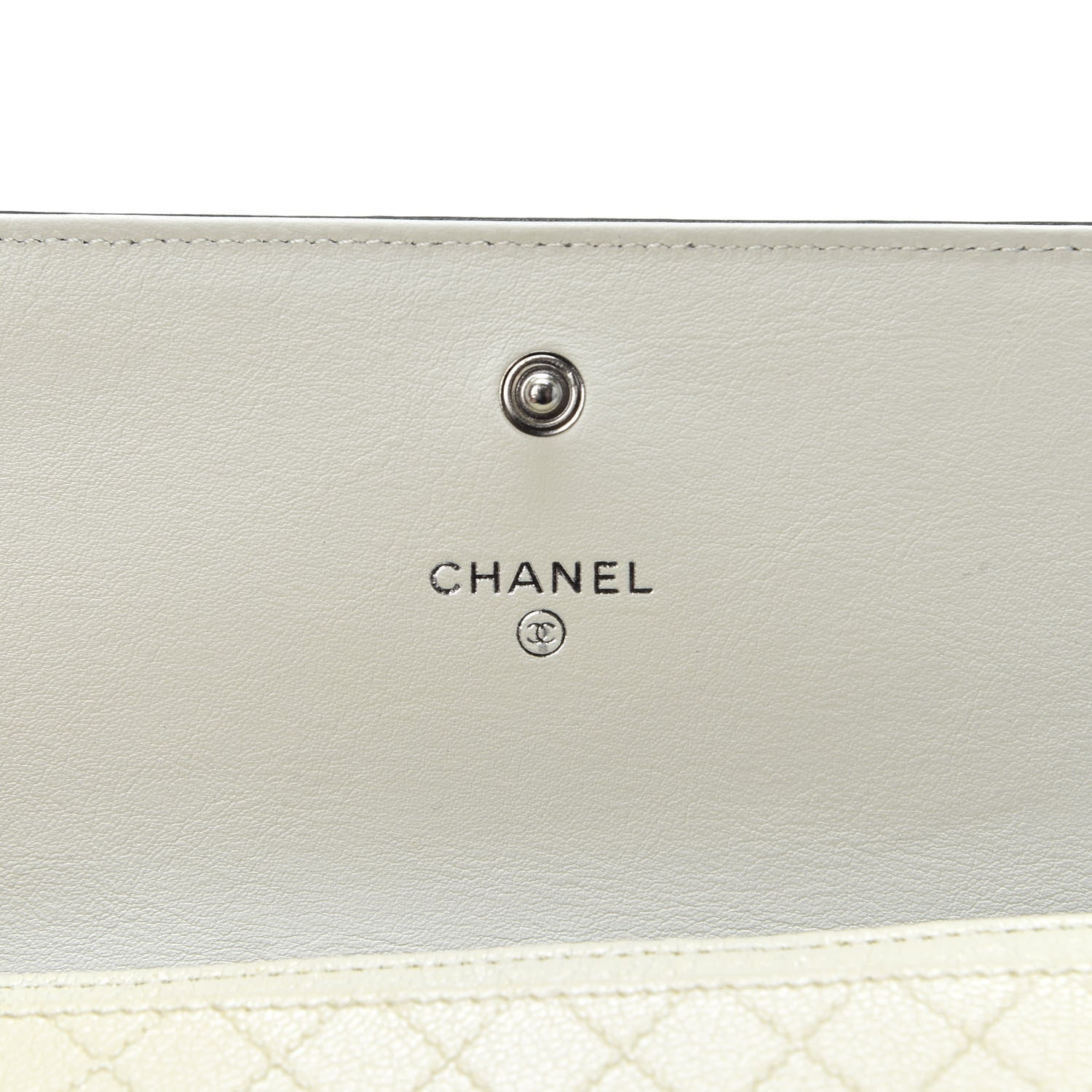 Chanel Calfskin Diamond Stitched Long Flap Wallet Ivory 7 of 10