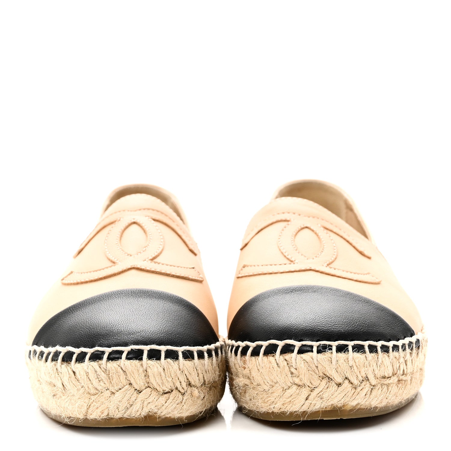 Chanel Lambskin CC Espadrilles 35 Beige Black 3 of 10
