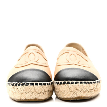 Chanel Lambskin CC Espadrilles 35 Beige Black 3 of 10