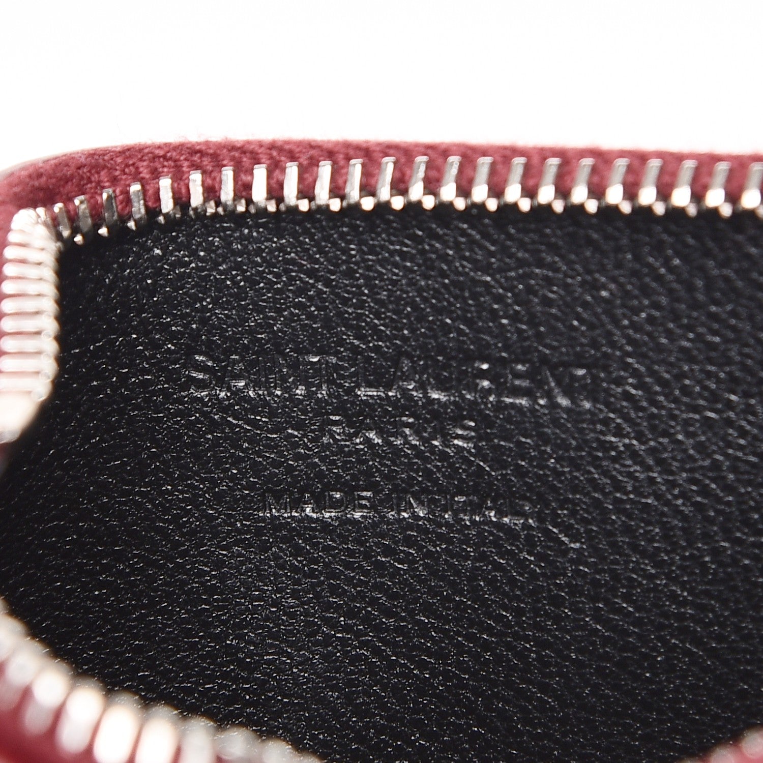 Saint Laurent Grained Calfskin 5 Fragments Zip Pouch Card Holder Burgundy 6 of 7