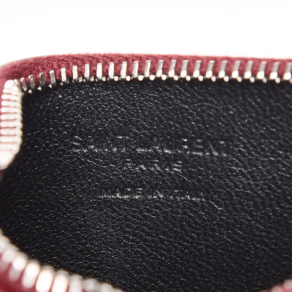 Saint Laurent Grained Calfskin 5 Fragments Zip Pouch Card Holder Burgundy 6 of 7