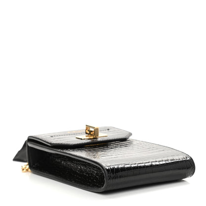 Givenchy Calfskin Crocodile Embossed Mini Phone Crossbody Bag Black 4 of 11