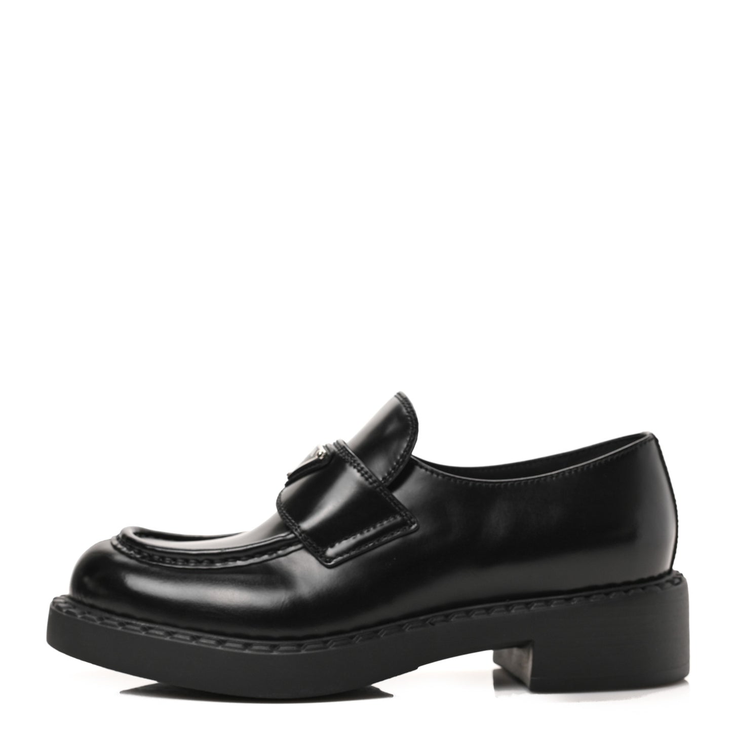 Spazzolato Metal Triangle Logo 50mm Loafers 38 Black