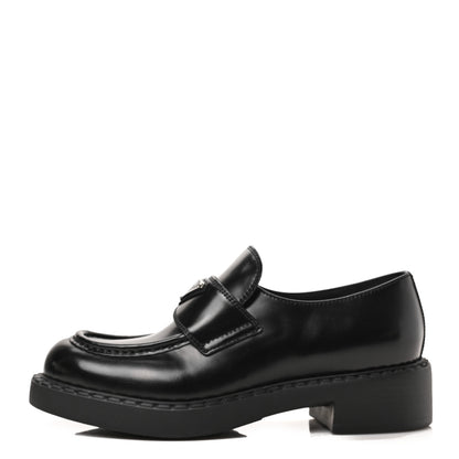 Prada Spazzolato Metal Triangle Logo 50mm Loafers 38 Black 1 of 7