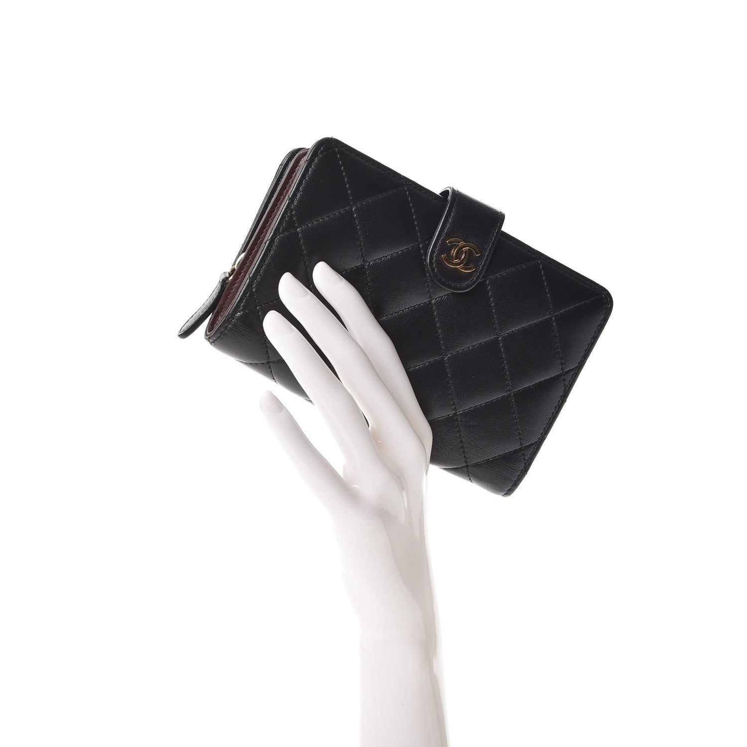 Chanel Lambskin Quilted Zipped Pocket Wallet Black 2 of 10
